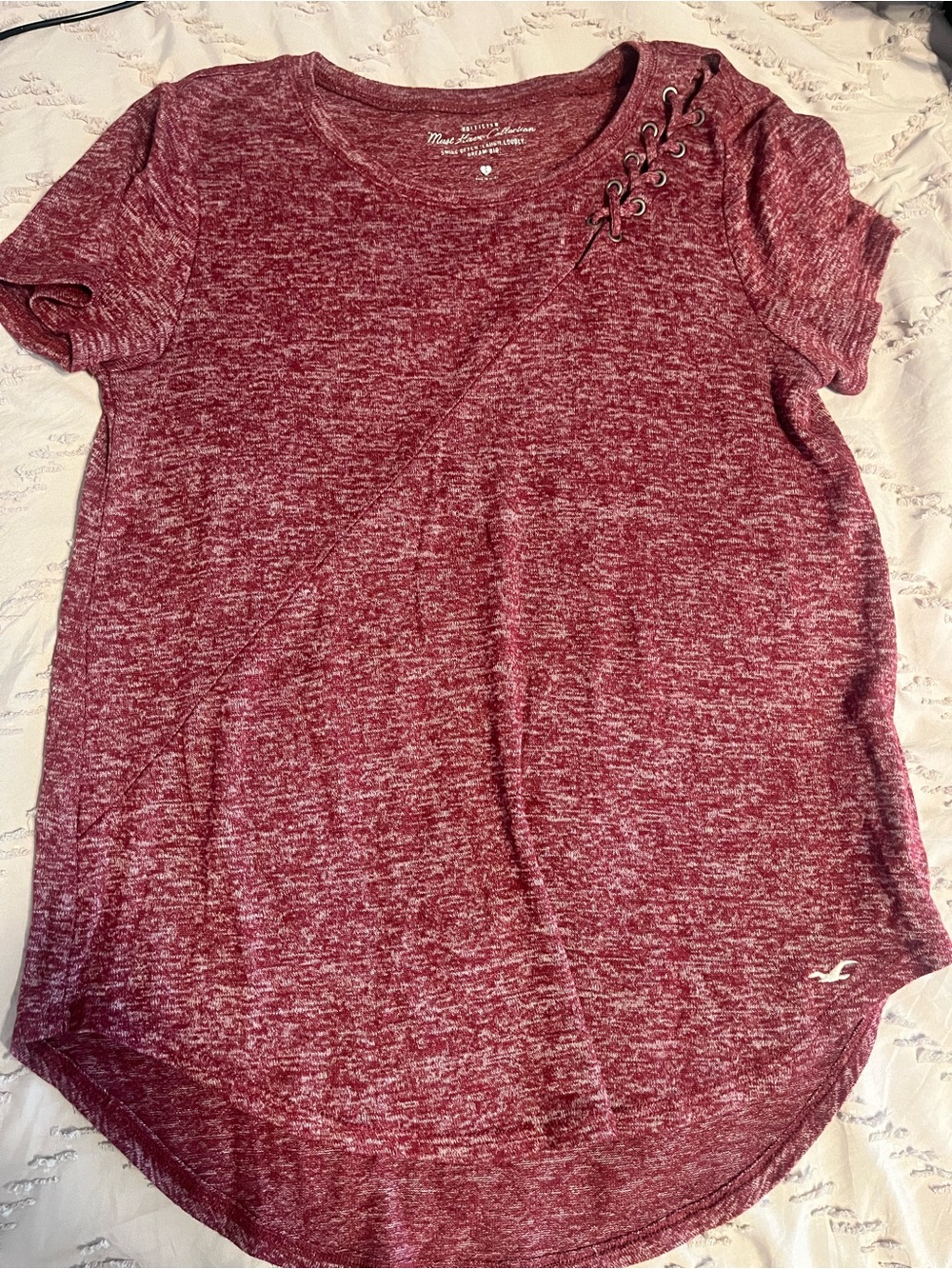 Hollister Women’s Heathered Burgundy Crewneck Tee